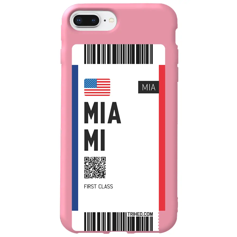 Apple iPhone 7 Plus Pembe Renkli Silikon Telefon Kılıfı - Miami Bileti