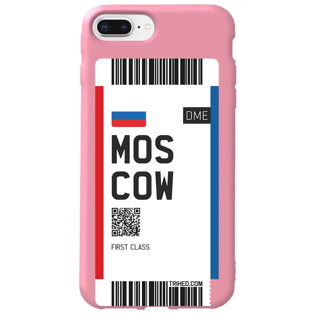 Apple iPhone 7 Plus Pembe Renkli Silikon Telefon Kılıfı - Moscow Bileti