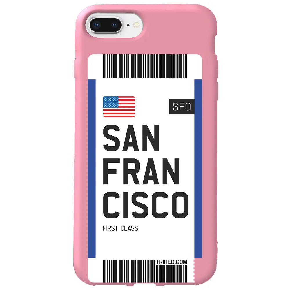 Apple iPhone 7 Plus Pembe Renkli Silikon Telefon Kılıfı - San Francisco Bileti
