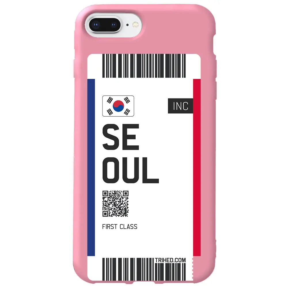 Apple iPhone 7 Plus Pembe Renkli Silikon Telefon Kılıfı - Seoul Bileti