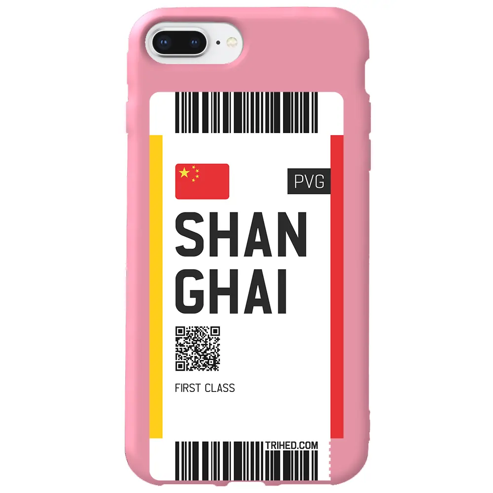 Apple iPhone 7 Plus Pembe Renkli Silikon Telefon Kılıfı - Shanghai Bileti