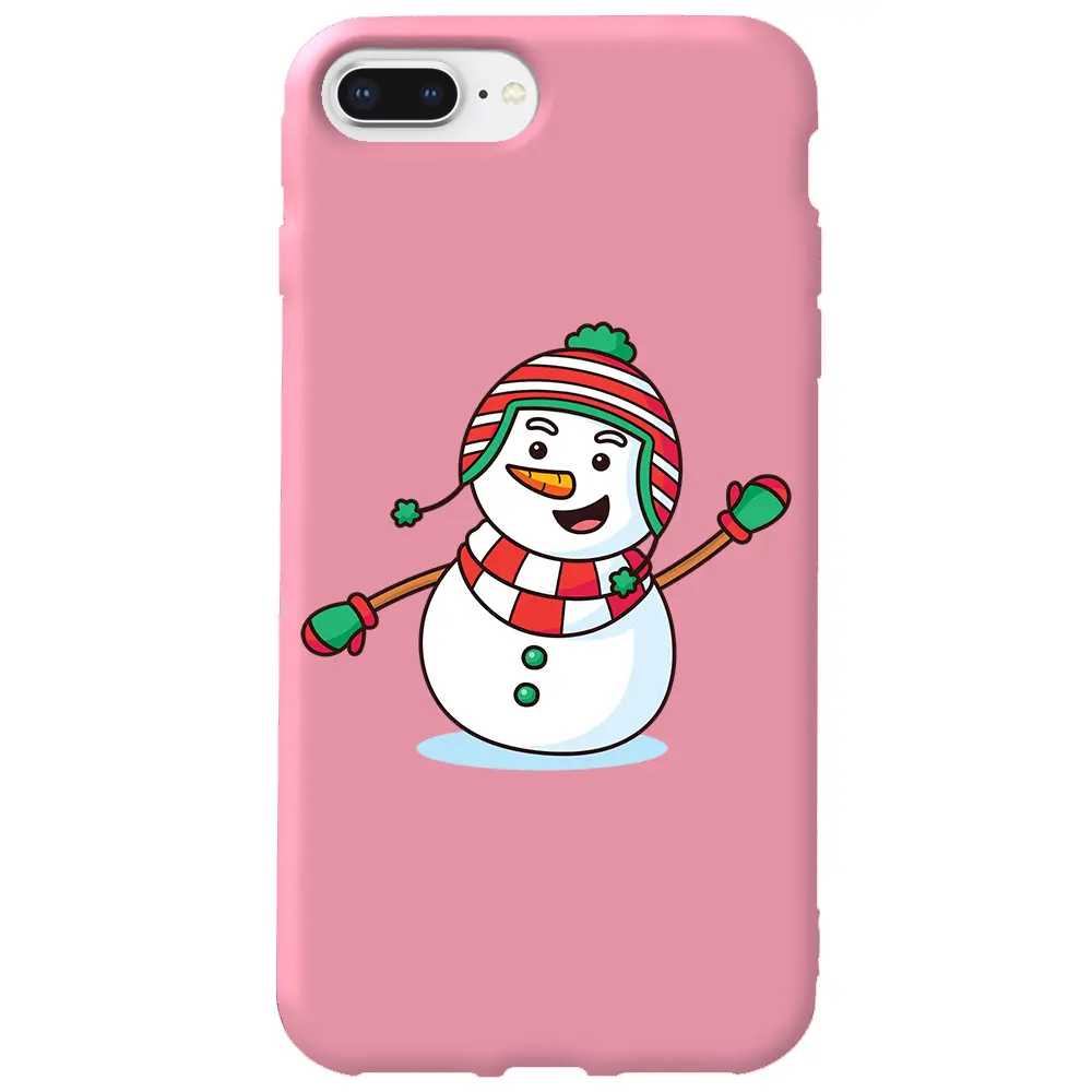 Apple iPhone 7 Plus Pembe Renkli Silikon Telefon Kılıfı - Snowman 2