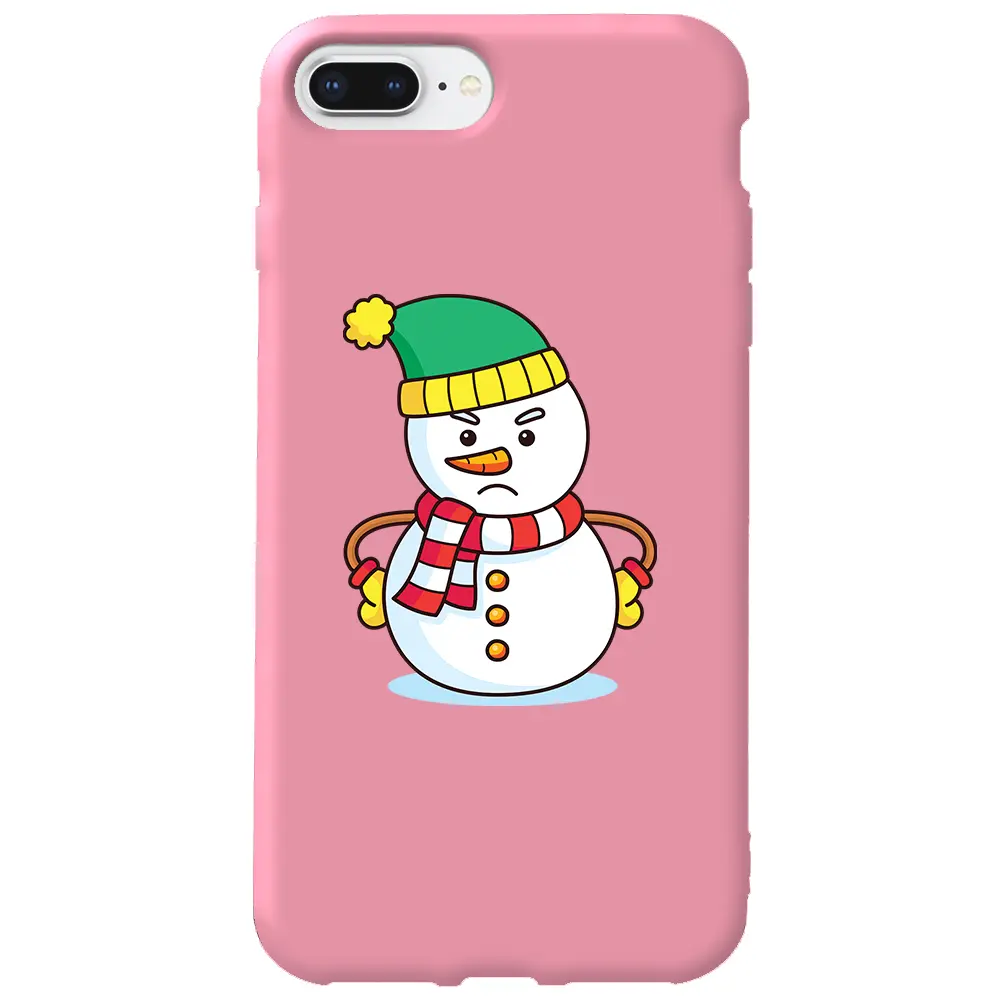 Apple iPhone 7 Plus Pembe Renkli Silikon Telefon Kılıfı - Snowman 3