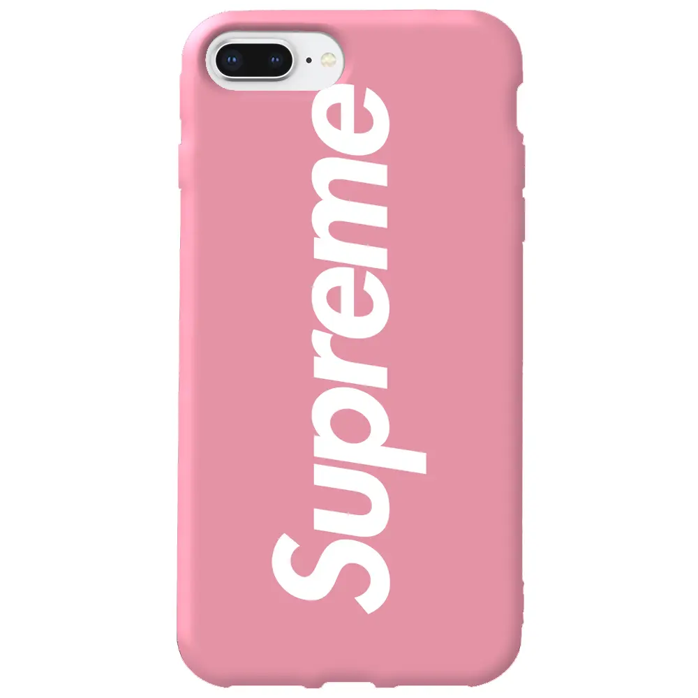 Apple iPhone 7 Plus Pembe Renkli Silikon Telefon Kılıfı - Supreme