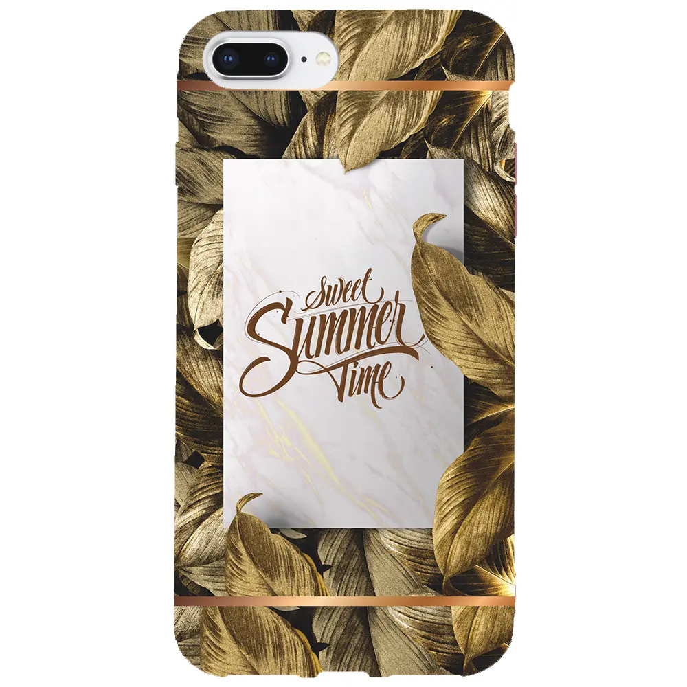 Apple iPhone 7 Plus Pembe Renkli Silikon Telefon Kılıfı - Sweet Summer