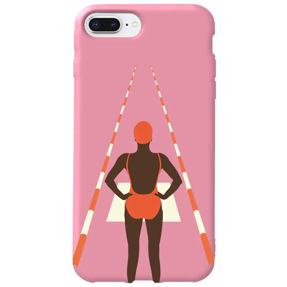 Apple iPhone 7 Plus Pembe Renkli Silikon Telefon Kılıfı - Swimmer