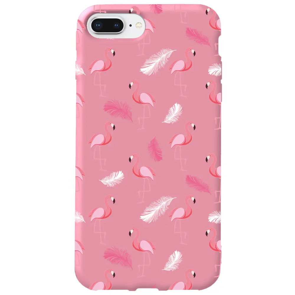 Apple iPhone 7 Plus Pembe Renkli Silikon Telefon Kılıfı - Tuy ve Flamingo