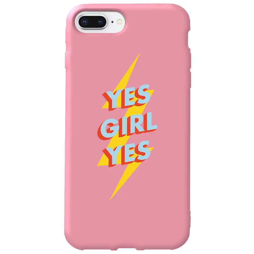 Apple iPhone 7 Plus Pembe Renkli Silikon Telefon Kılıfı - Yes Girl
