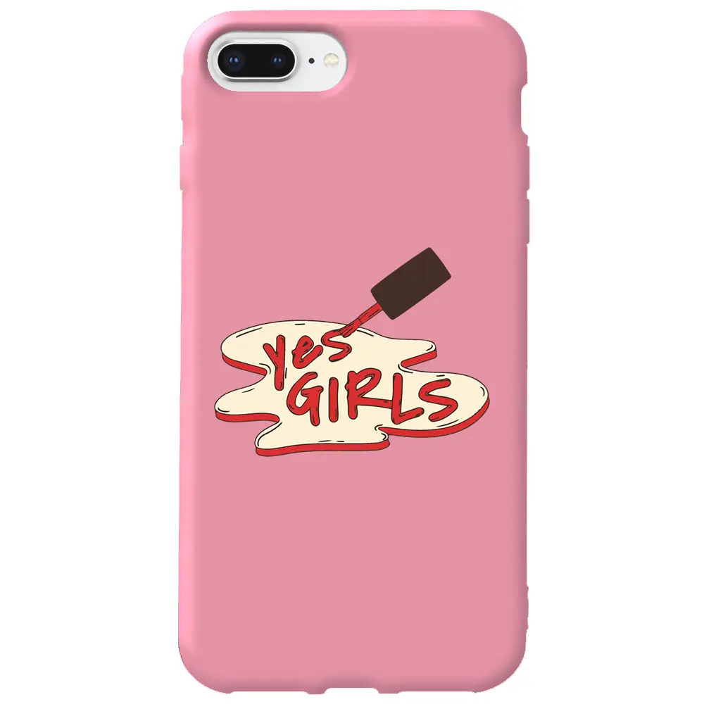 Apple iPhone 7 Plus Pembe Renkli Silikon Telefon Kılıfı - Yes Girls