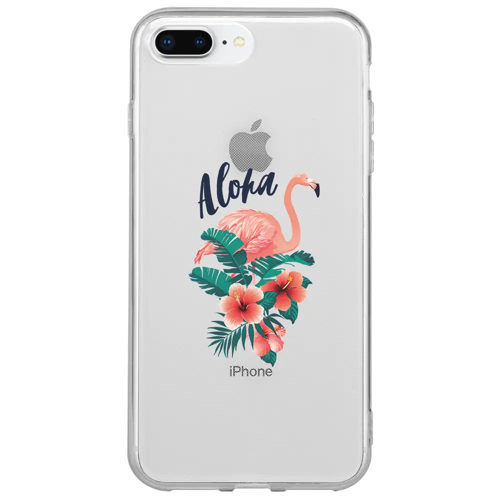 Apple iPhone 7 Plus Şeffaf Telefon Kılıfı - Aloha Flamingo