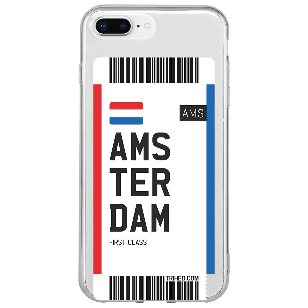 Apple iPhone 7 Plus Şeffaf Telefon Kılıfı - Amsterdam Bileti