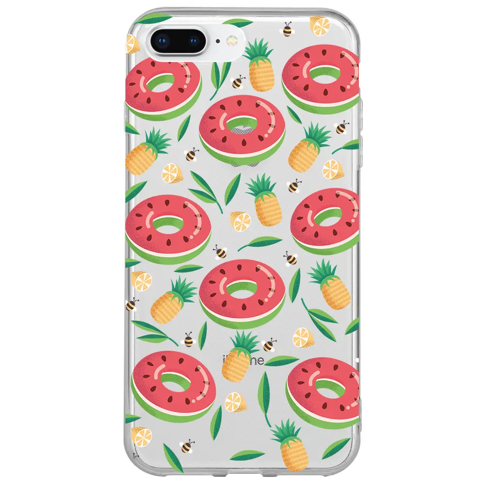Apple iPhone 7 Plus Şeffaf Telefon Kılıfı - Ananas Donut