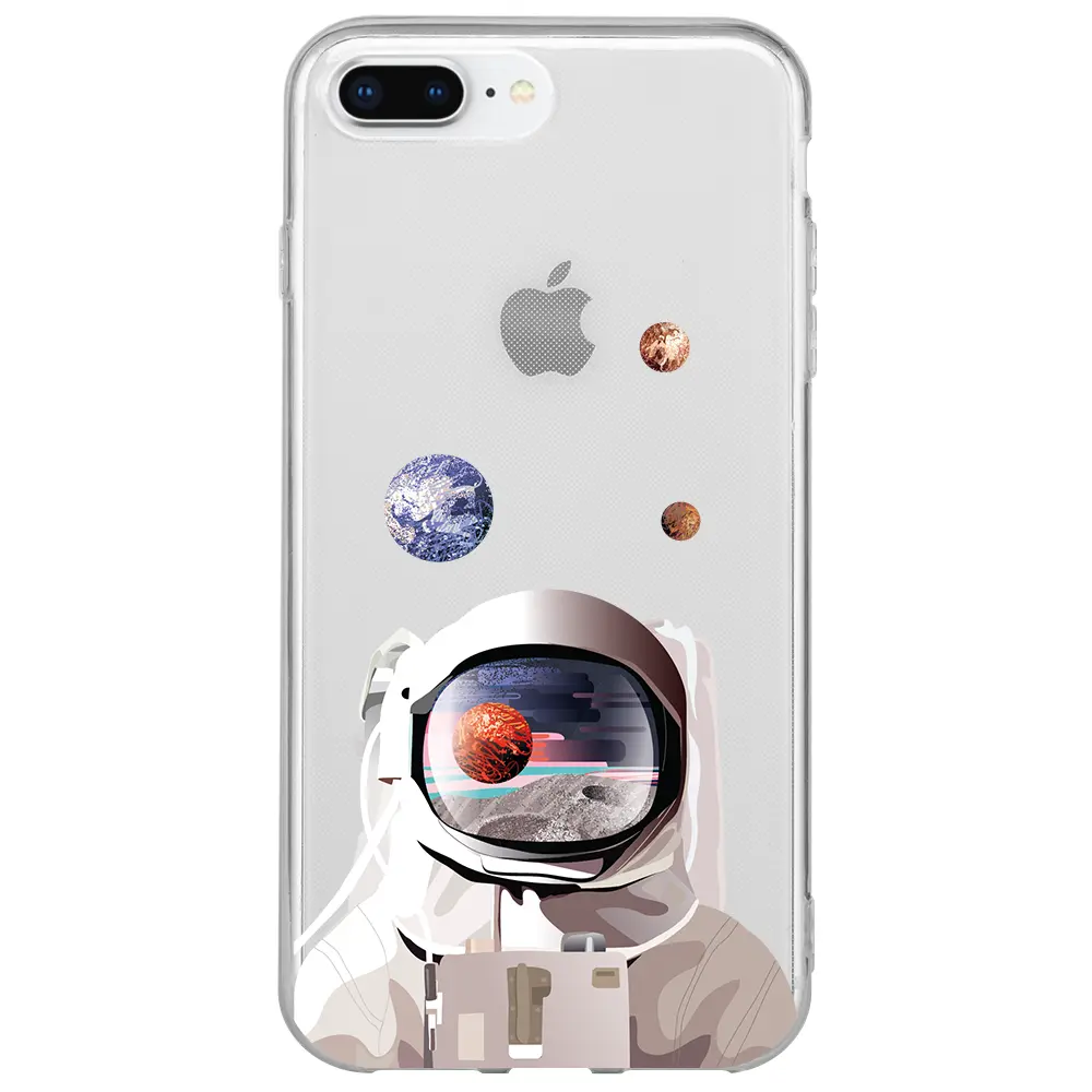 Apple iPhone 7 Plus Şeffaf Telefon Kılıfı - Astronotun Gözünden