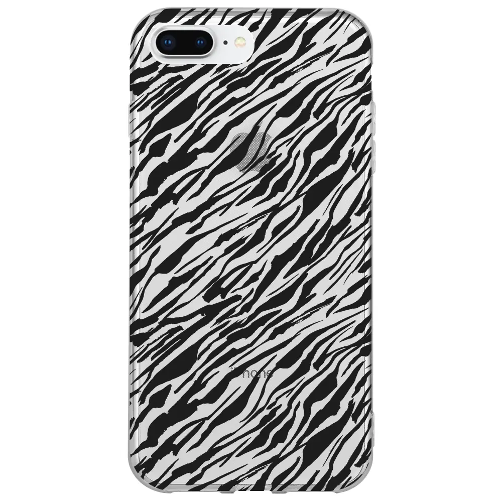 Apple iPhone 7 Plus Şeffaf Telefon Kılıfı - Capraz Zebra Siyah