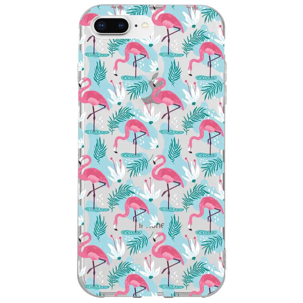 Apple iPhone 7 Plus Şeffaf Telefon Kılıfı - Cold Flamingo