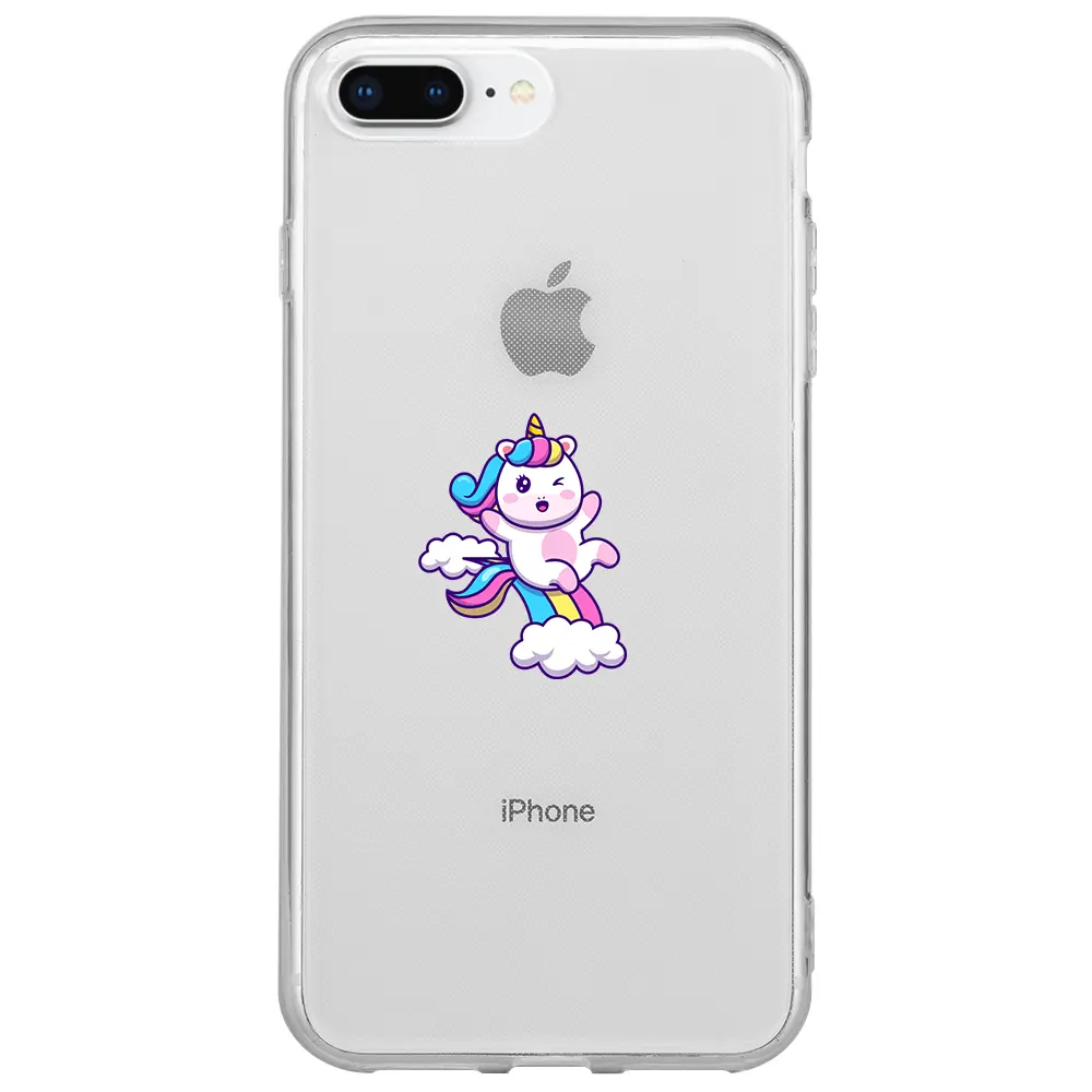 Apple iPhone 7 Plus Şeffaf Telefon Kılıfı - Colorful Unicorn