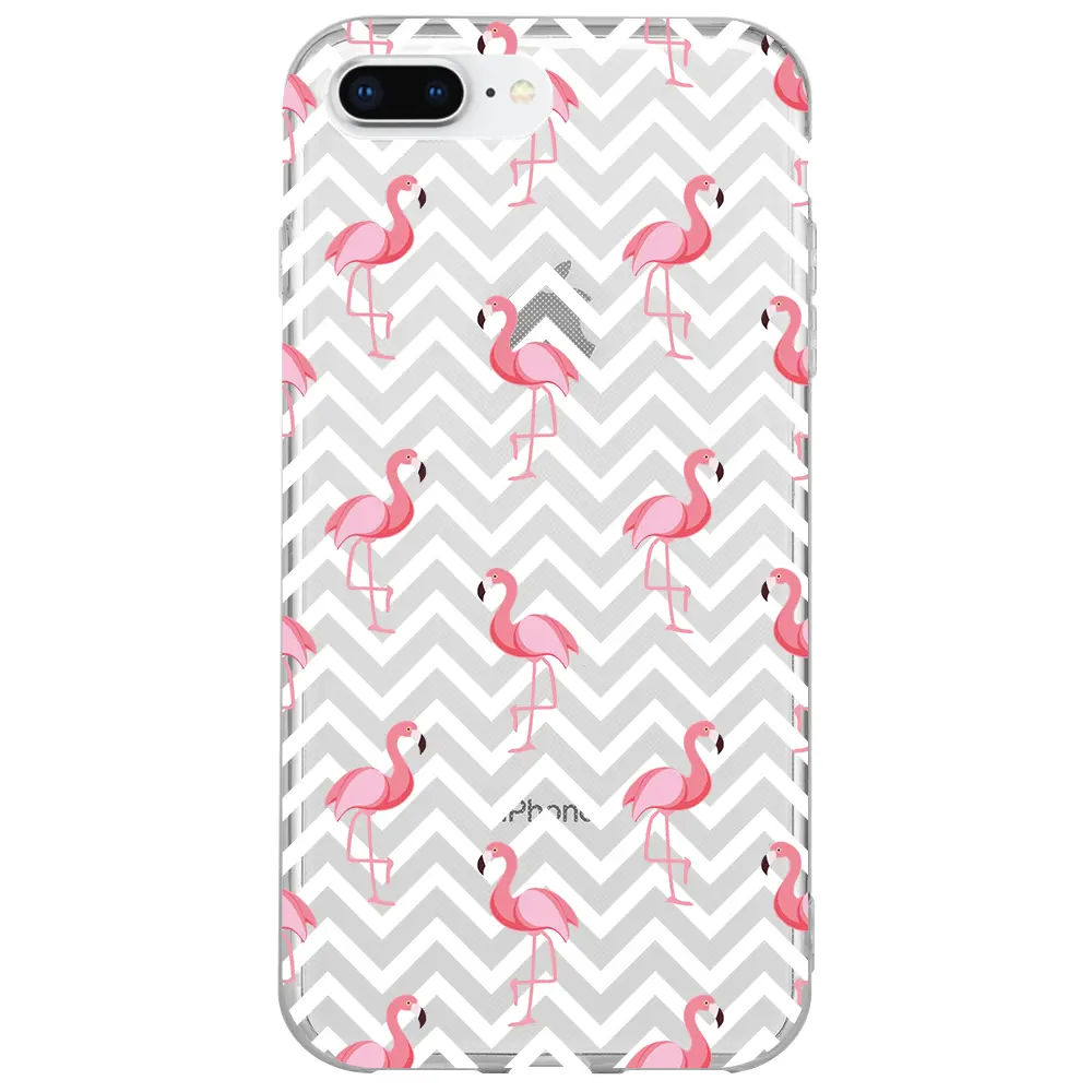 Apple iPhone 7 Plus Şeffaf Telefon Kılıfı - Desen ve Flamingo