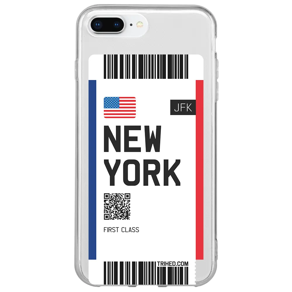Apple iPhone 7 Plus Şeffaf Telefon Kılıfı - New York Bileti
