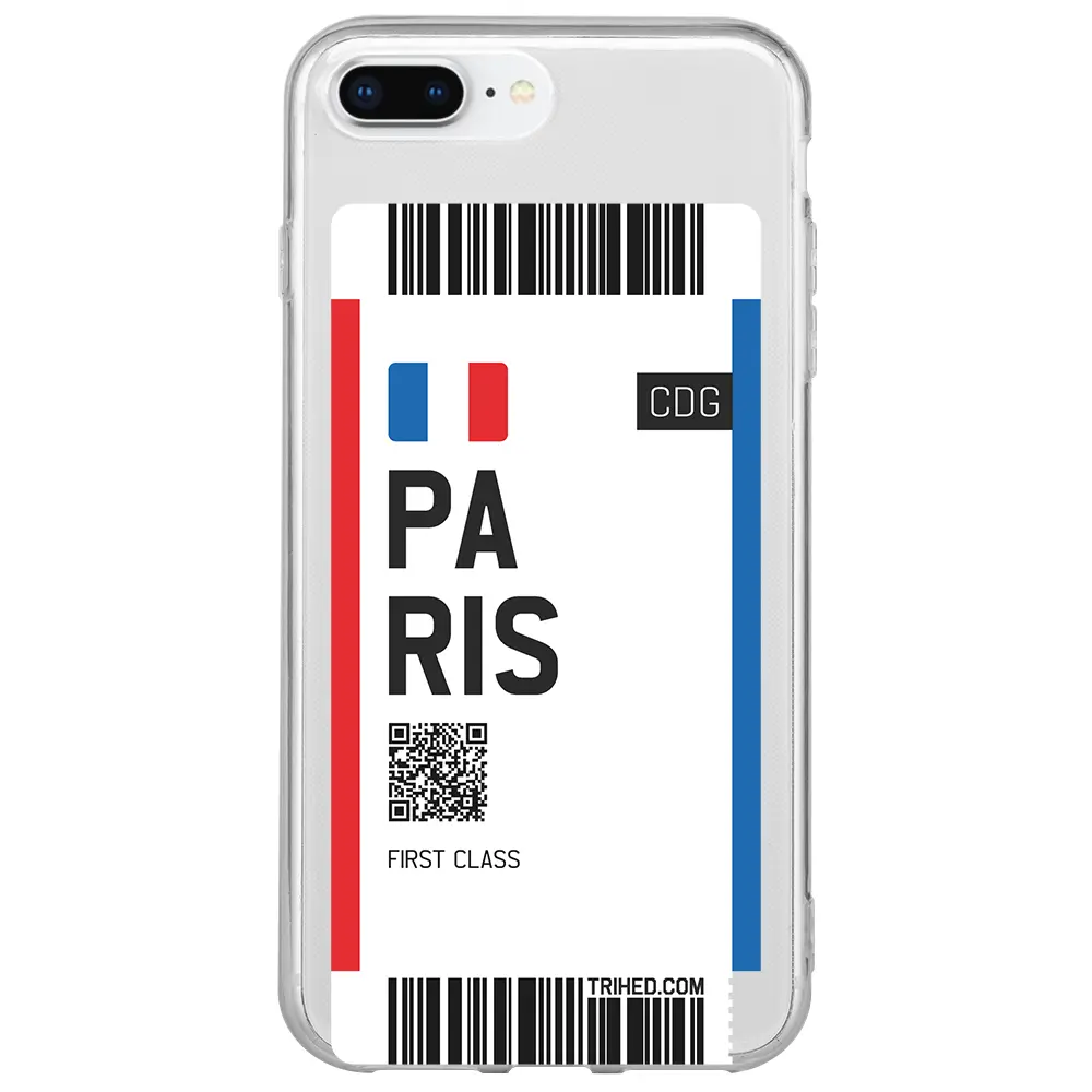 Apple iPhone 7 Plus Şeffaf Telefon Kılıfı - Paris Bileti