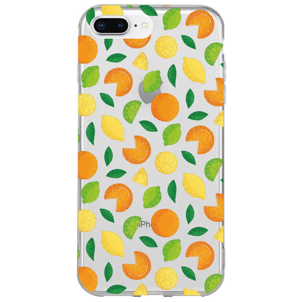 Apple iPhone 7 Plus Şeffaf Telefon Kılıfı - Portakal Limon