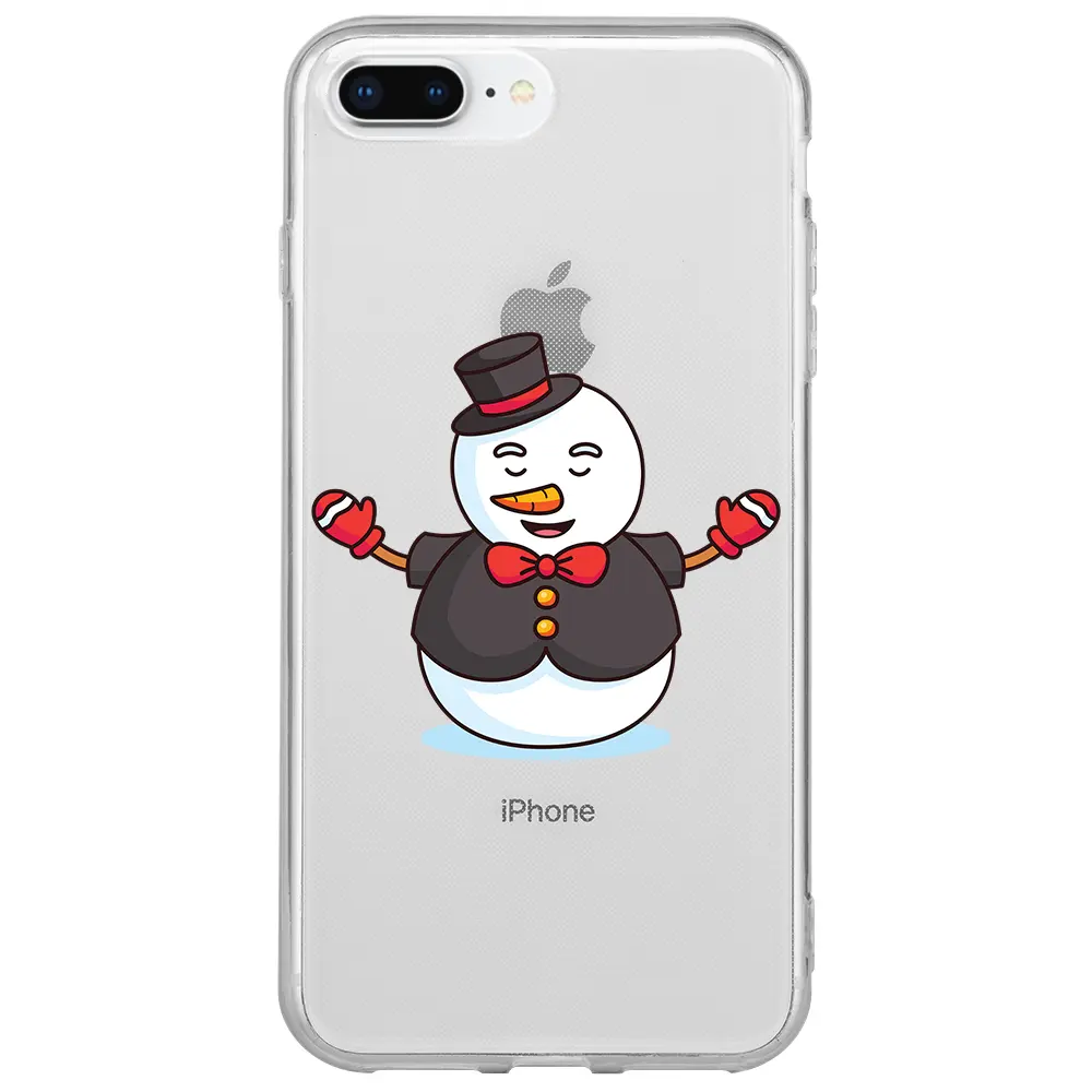Apple iPhone 7 Plus Şeffaf Telefon Kılıfı - Snowman in Suit