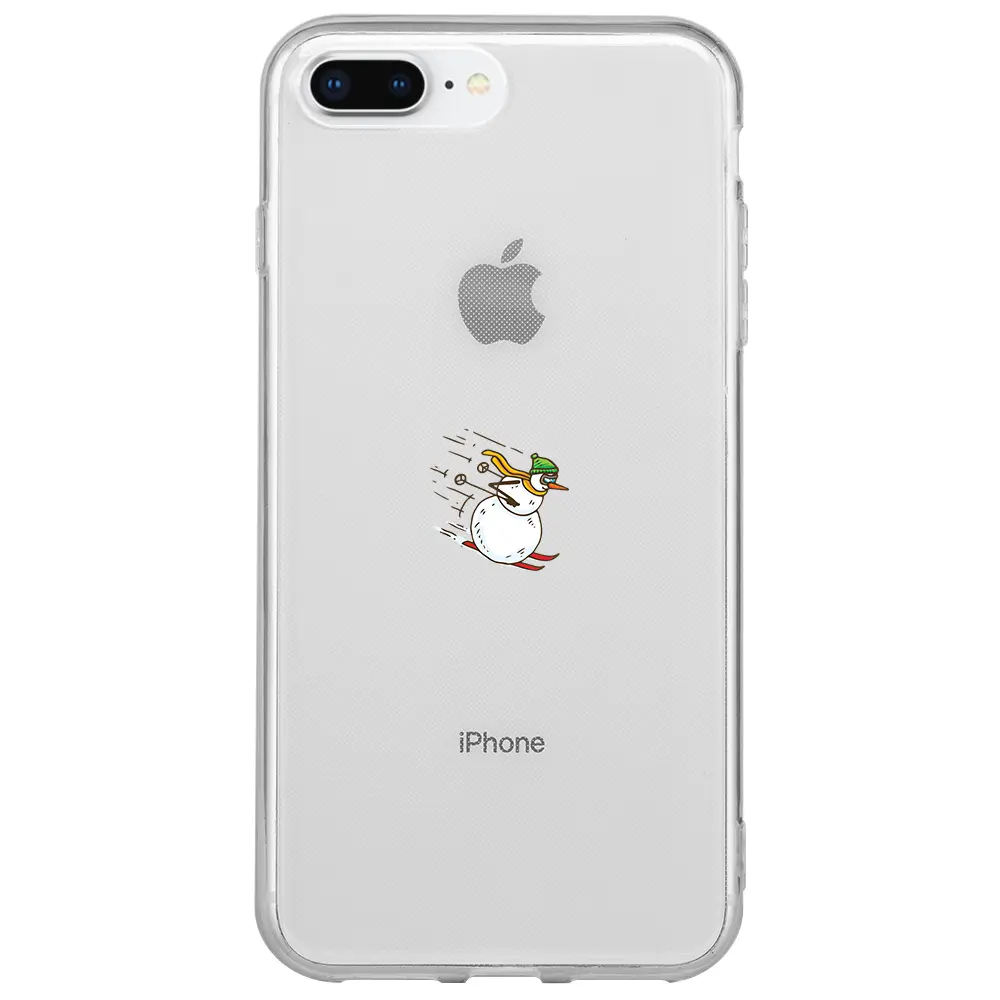 Apple iPhone 7 Plus Şeffaf Telefon Kılıfı - Snowman Skiing