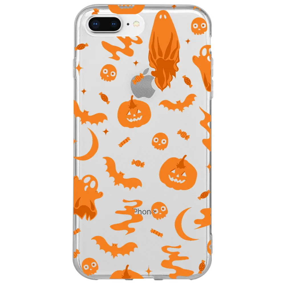 Apple iPhone 7 Plus Şeffaf Telefon Kılıfı - Spooky Orange
