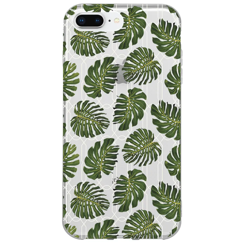 Apple iPhone 7 Plus Şeffaf Telefon Kılıfı - Tropik Leaf