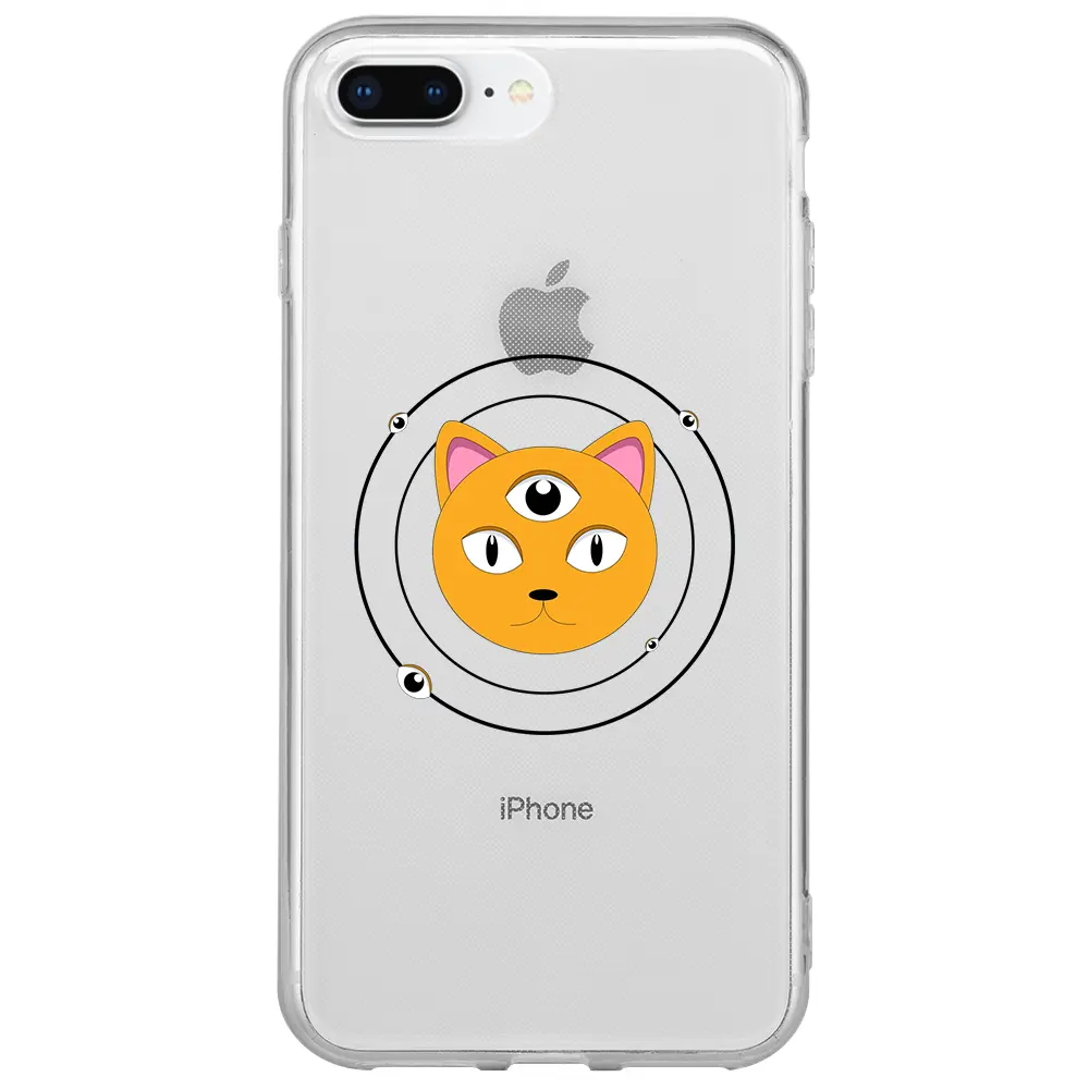 Apple iPhone 7 Plus Şeffaf Telefon Kılıfı - Üç Gözlü Kedi