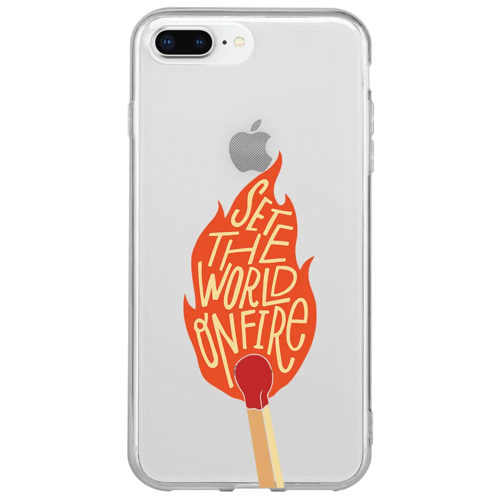 Apple iPhone 7 Plus Şeffaf Telefon Kılıfı - World on Fire