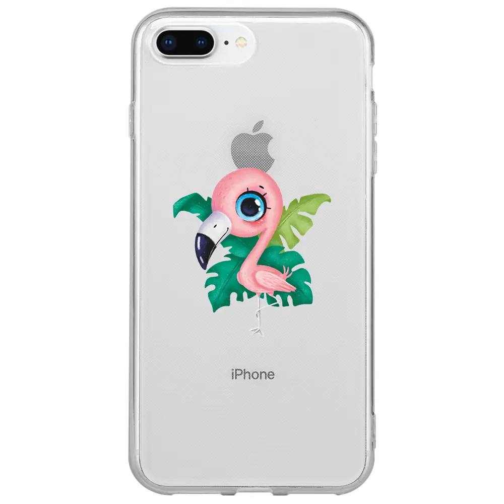 Apple iPhone 7 Plus Şeffaf Telefon Kılıfı - Yavru Flamingo