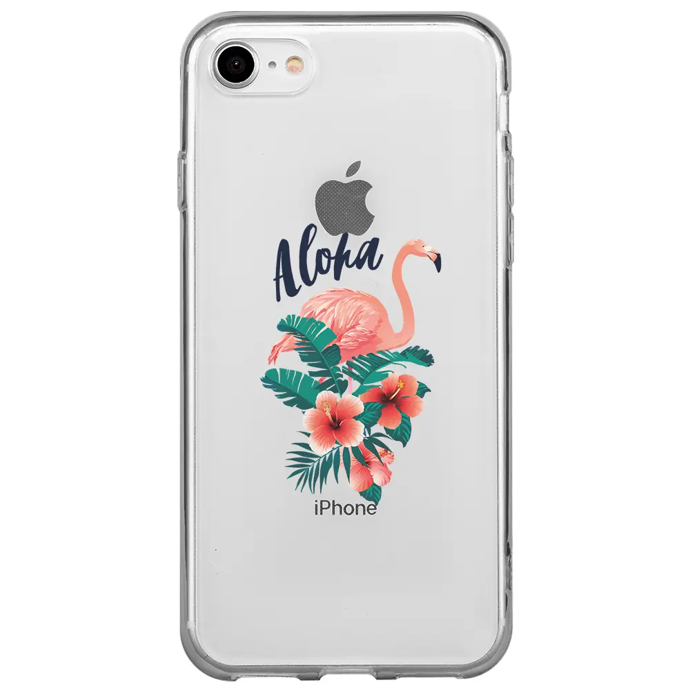 Apple iPhone 7 Şeffaf Telefon Kılıfı - Aloha Flamingo