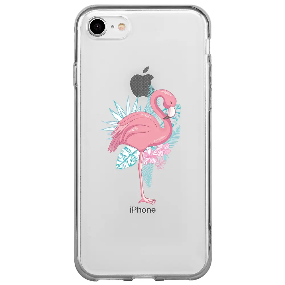 Apple iPhone 7 Şeffaf Telefon Kılıfı - Alone Flamingo