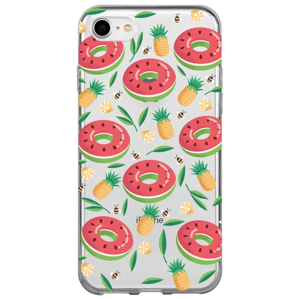 Apple iPhone 7 Şeffaf Telefon Kılıfı - Ananas Donut