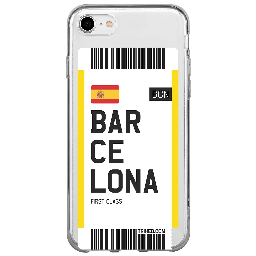 Apple iPhone 7 Şeffaf Telefon Kılıfı - Barcelona Bileti