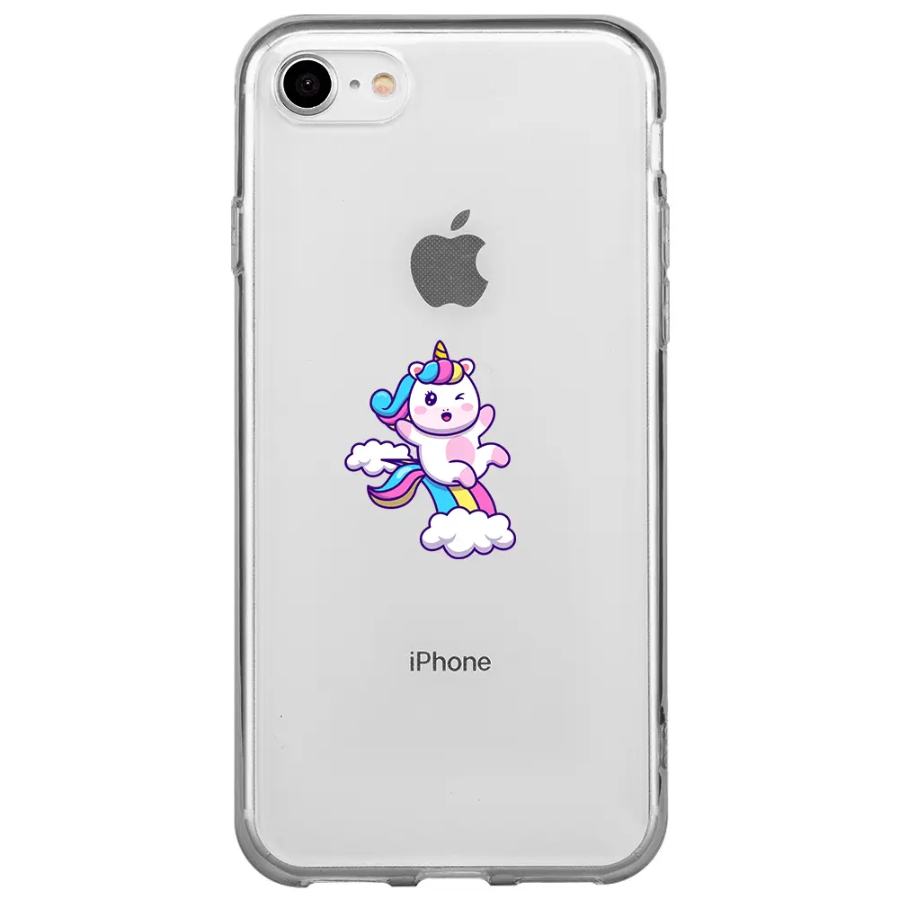 Apple iPhone 7 Şeffaf Telefon Kılıfı - Colorful Unicorn