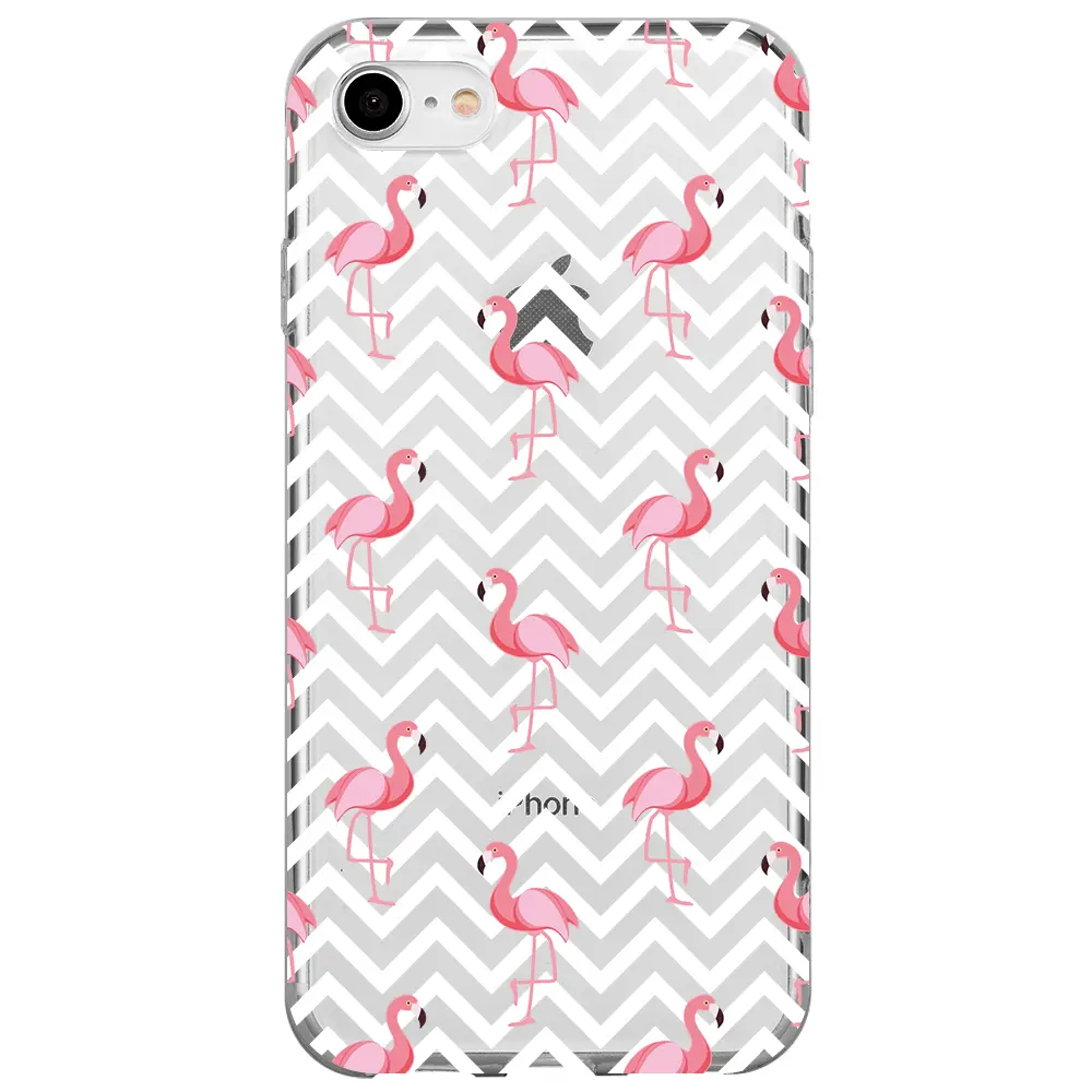 Apple iPhone 7 Şeffaf Telefon Kılıfı - Desen ve Flamingo
