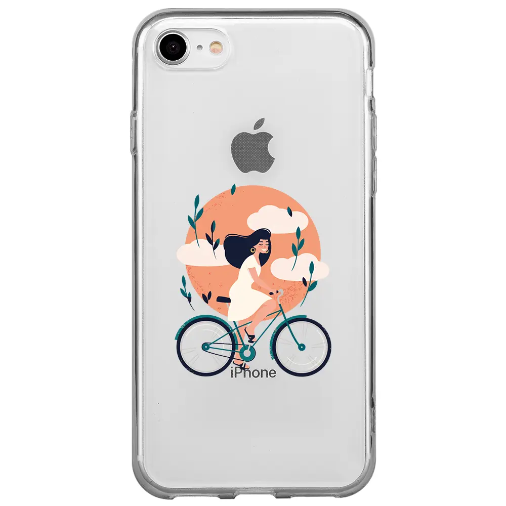 Apple iPhone 7 Şeffaf Telefon Kılıfı - Flying On The Bike