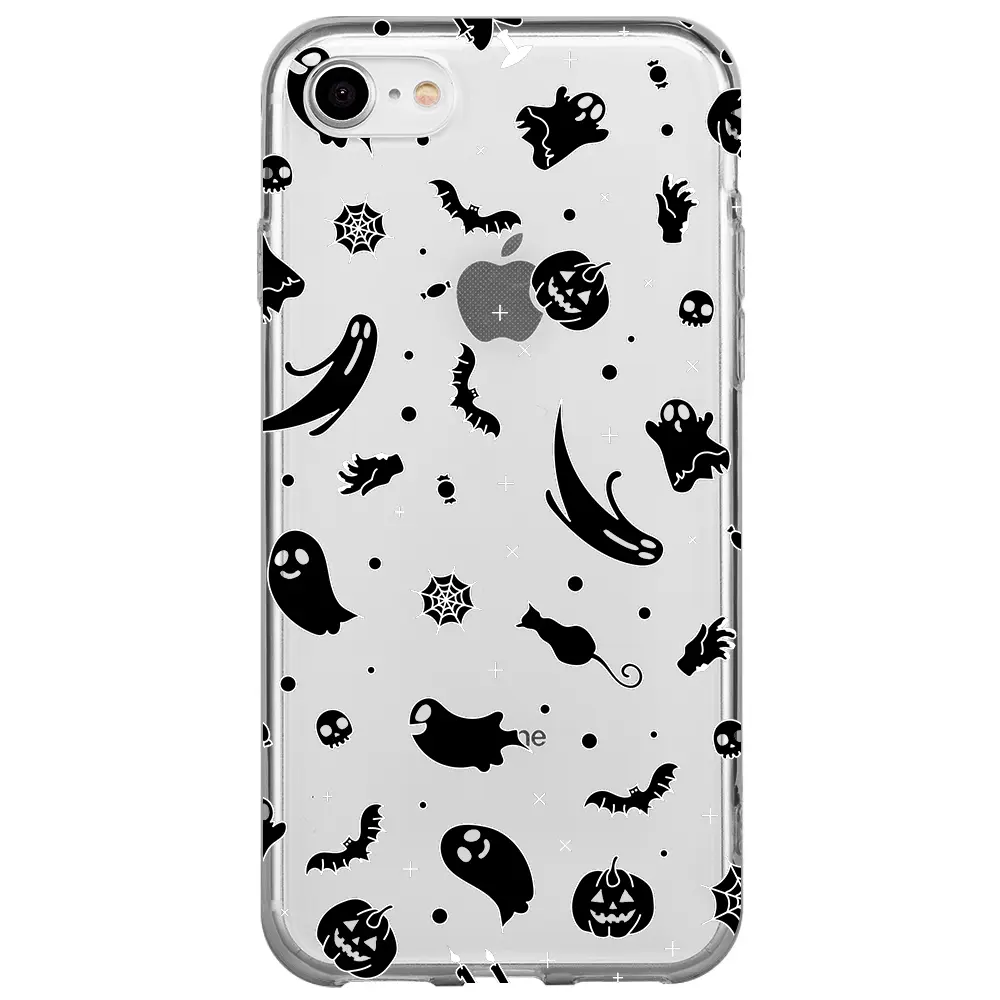 Apple iPhone 7 Şeffaf Telefon Kılıfı - Halloween Black
