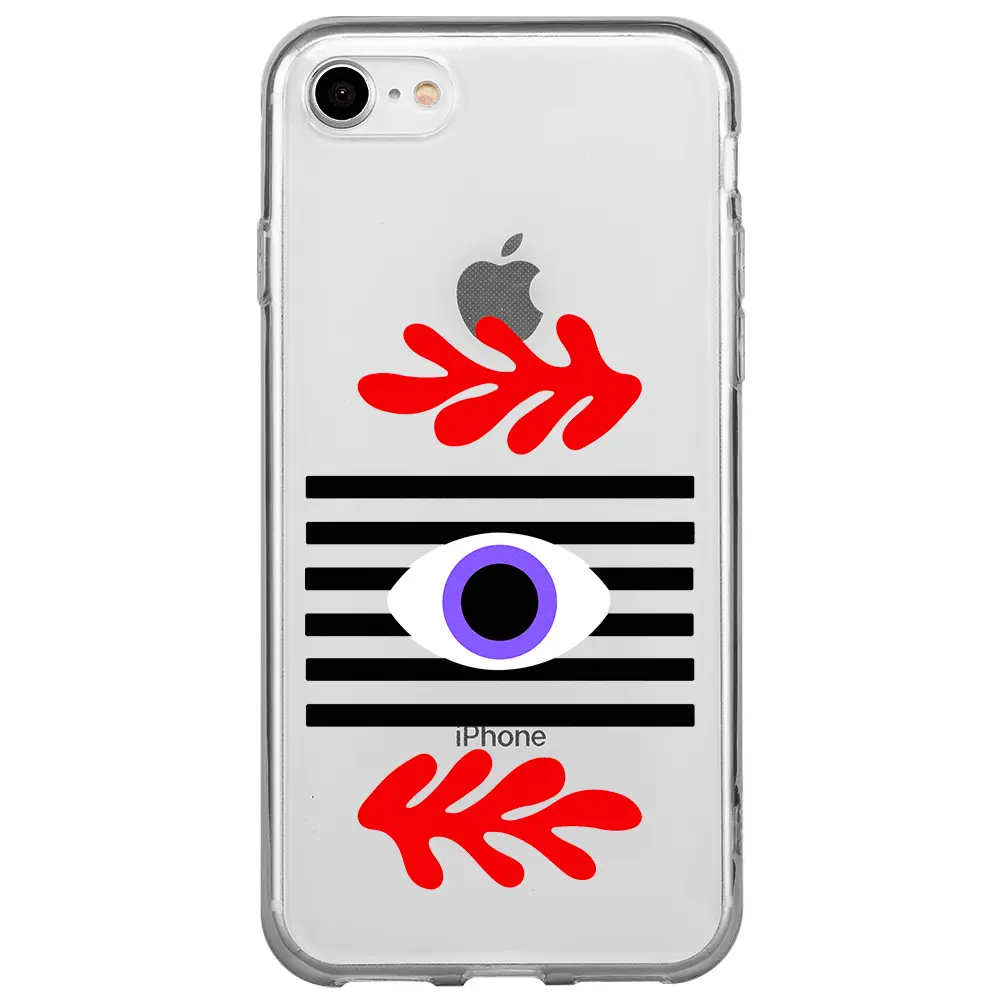 Apple iPhone 7 Şeffaf Telefon Kılıfı - Mor Göz