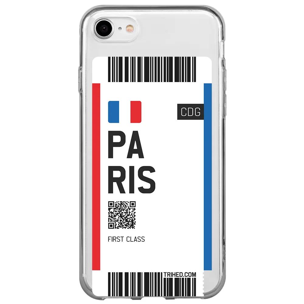 Apple iPhone 7 Şeffaf Telefon Kılıfı - Paris Bileti