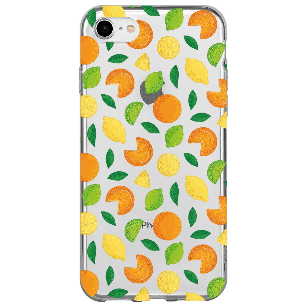 Apple iPhone 7 Şeffaf Telefon Kılıfı - Portakal Limon
