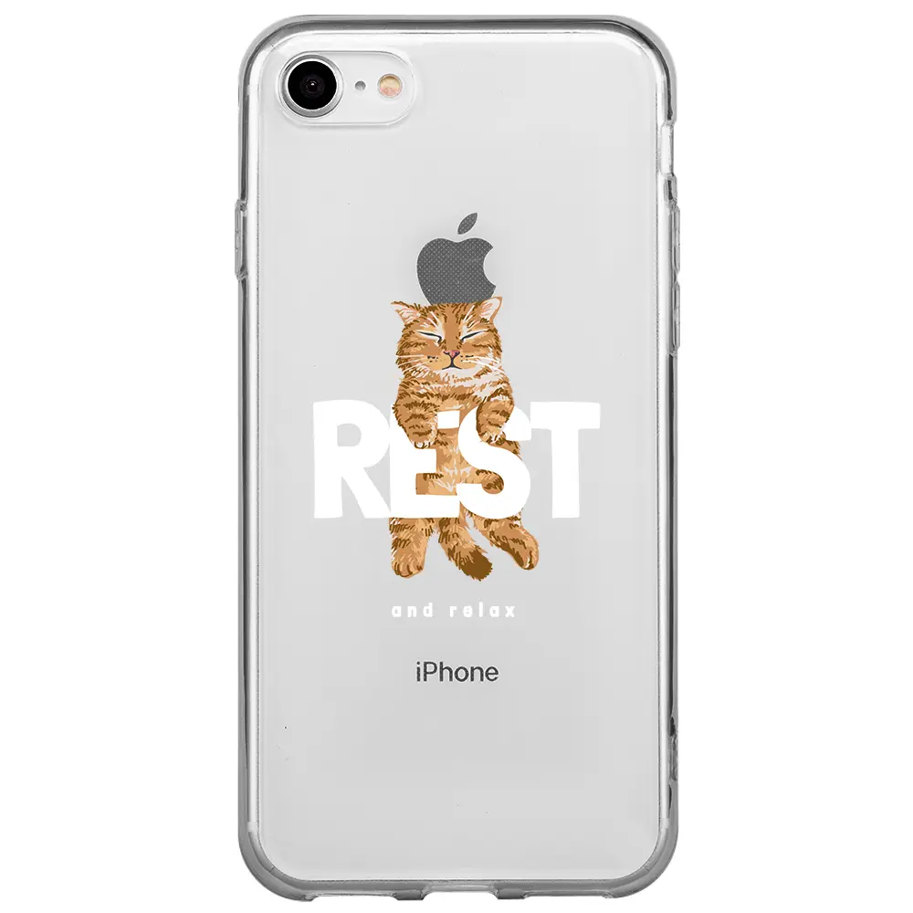 Apple iPhone 7 Şeffaf Telefon Kılıfı - Rest Kedi