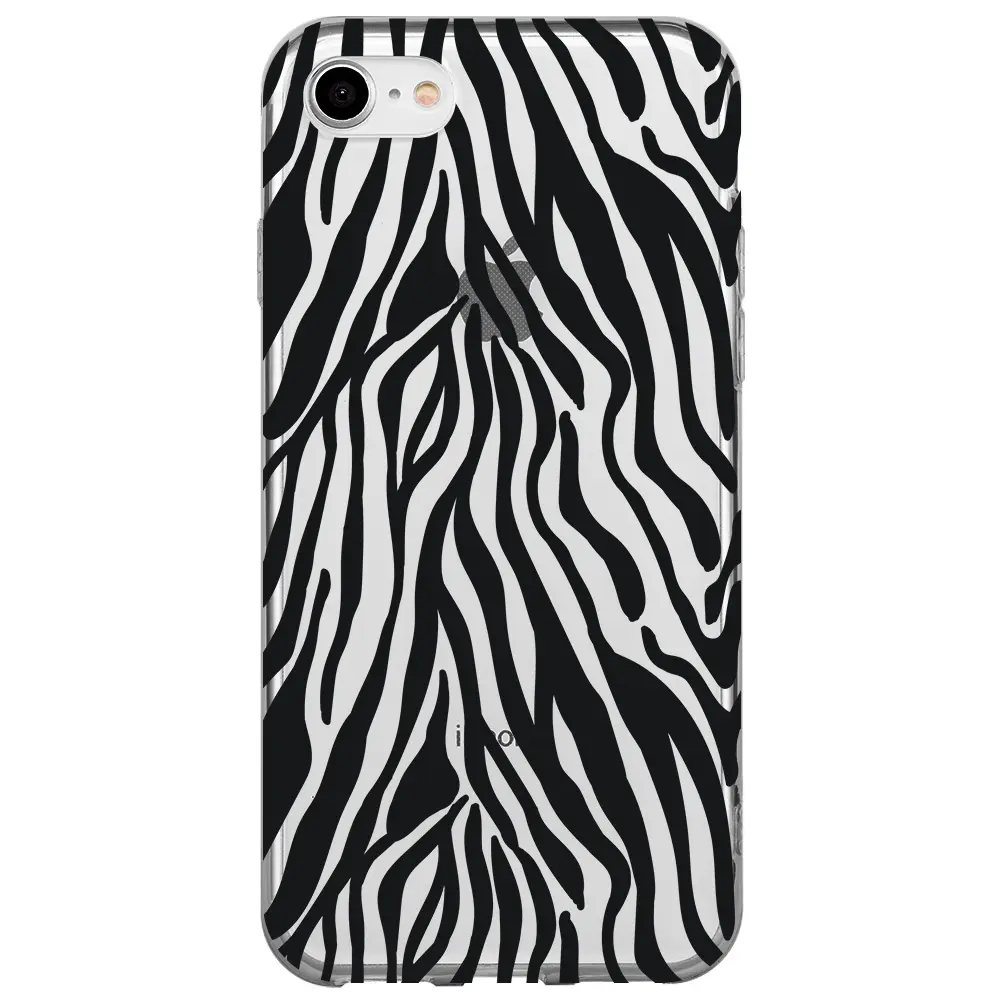 Apple iPhone 7 Şeffaf Telefon Kılıfı - Siyah Zebra Desenleri