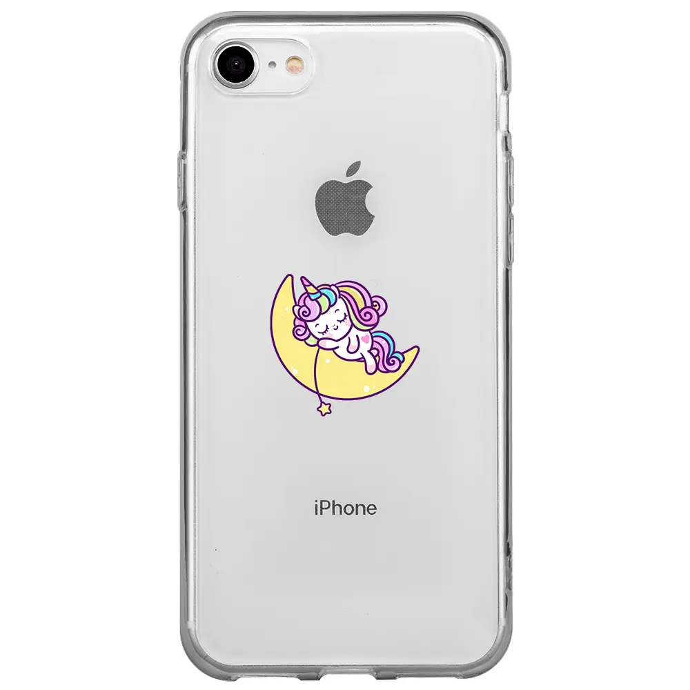 Apple iPhone 7 Şeffaf Telefon Kılıfı - Sleepy Unicorn