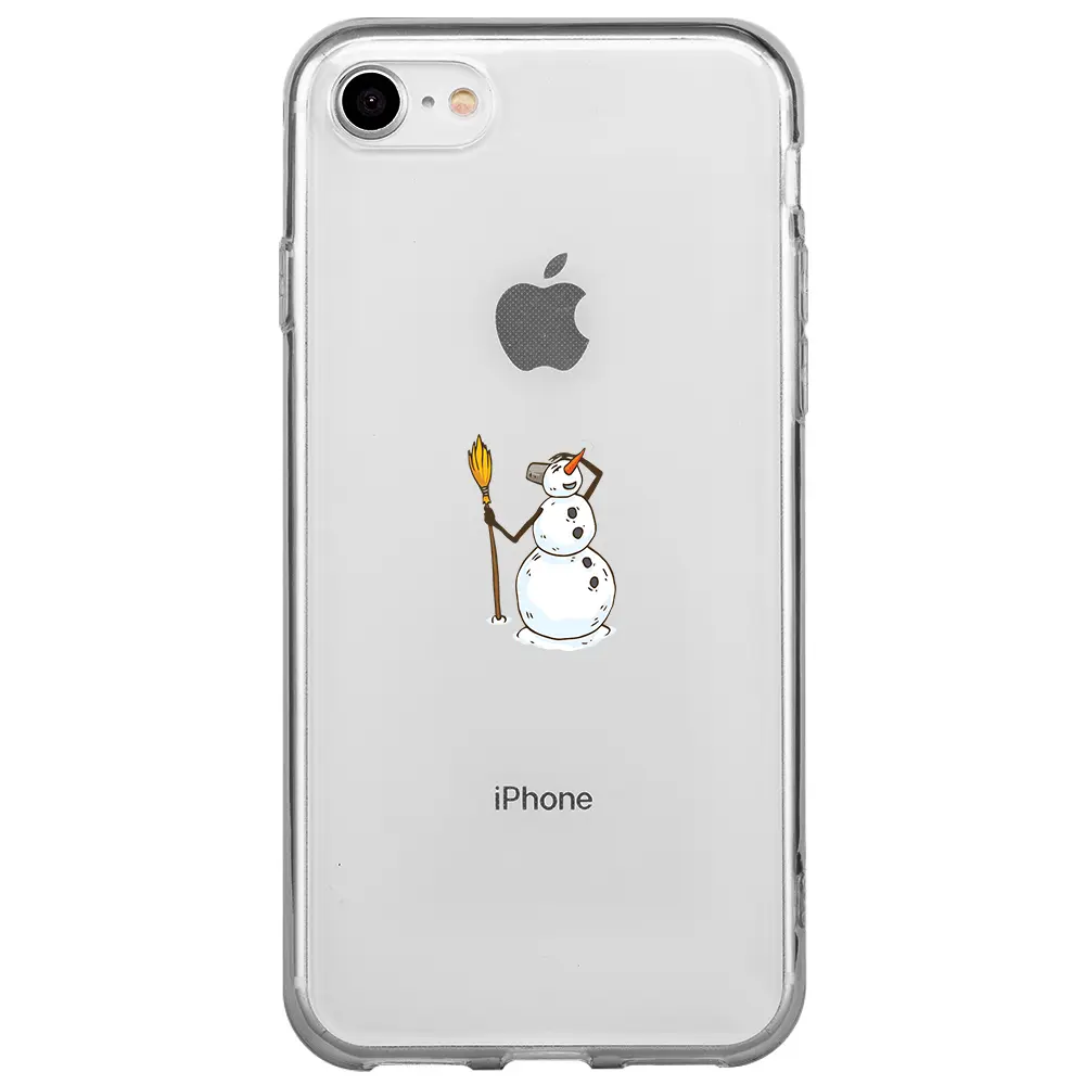 Apple iPhone 7 Şeffaf Telefon Kılıfı - Snowman Looking Around