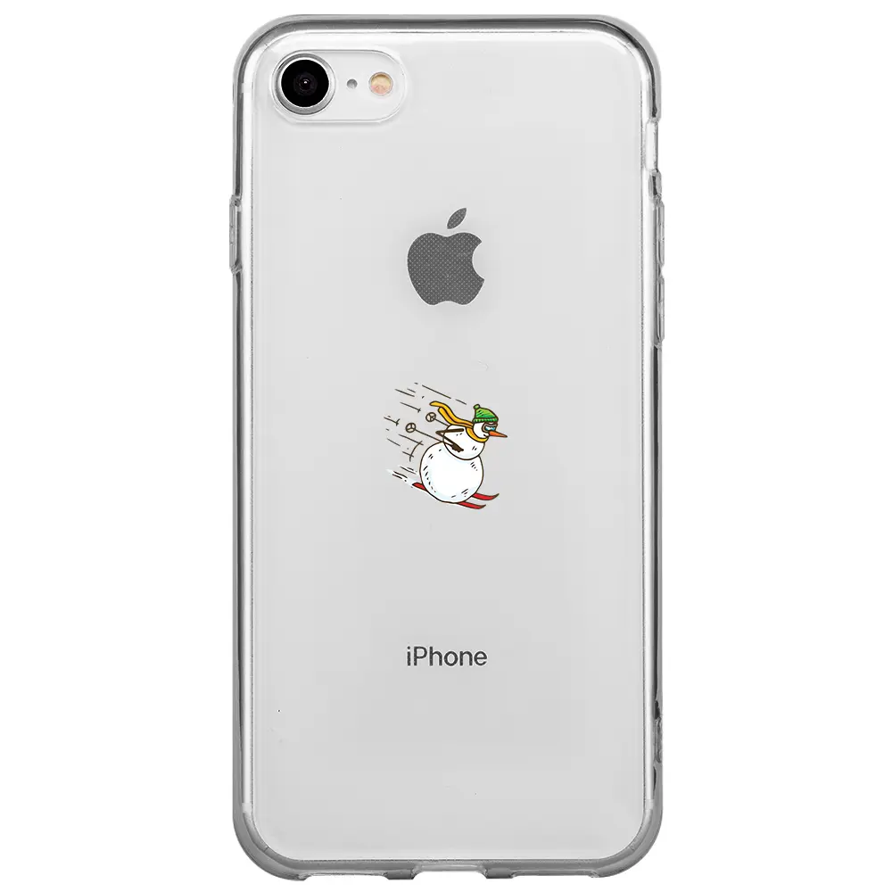 Apple iPhone 7 Şeffaf Telefon Kılıfı - Snowman Skiing