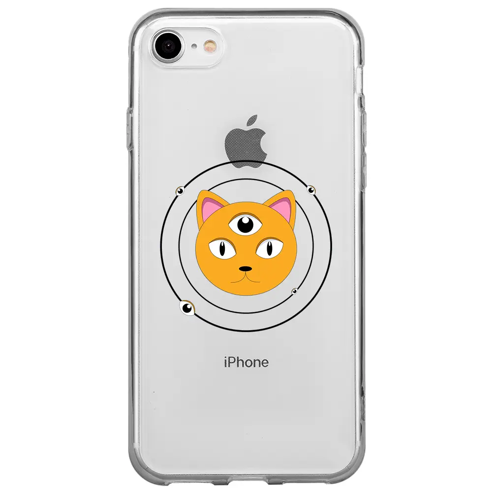 Apple iPhone 7 Şeffaf Telefon Kılıfı - Üç Gözlü Kedi
