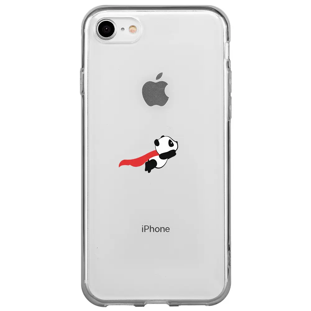 Apple iPhone 7 Şeffaf Telefon Kılıfı - Uçan Panda