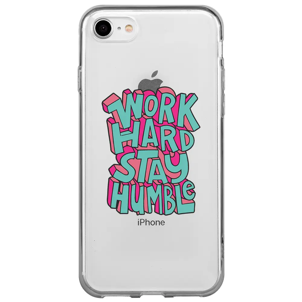 Apple iPhone 7 Şeffaf Telefon Kılıfı - Work Hard